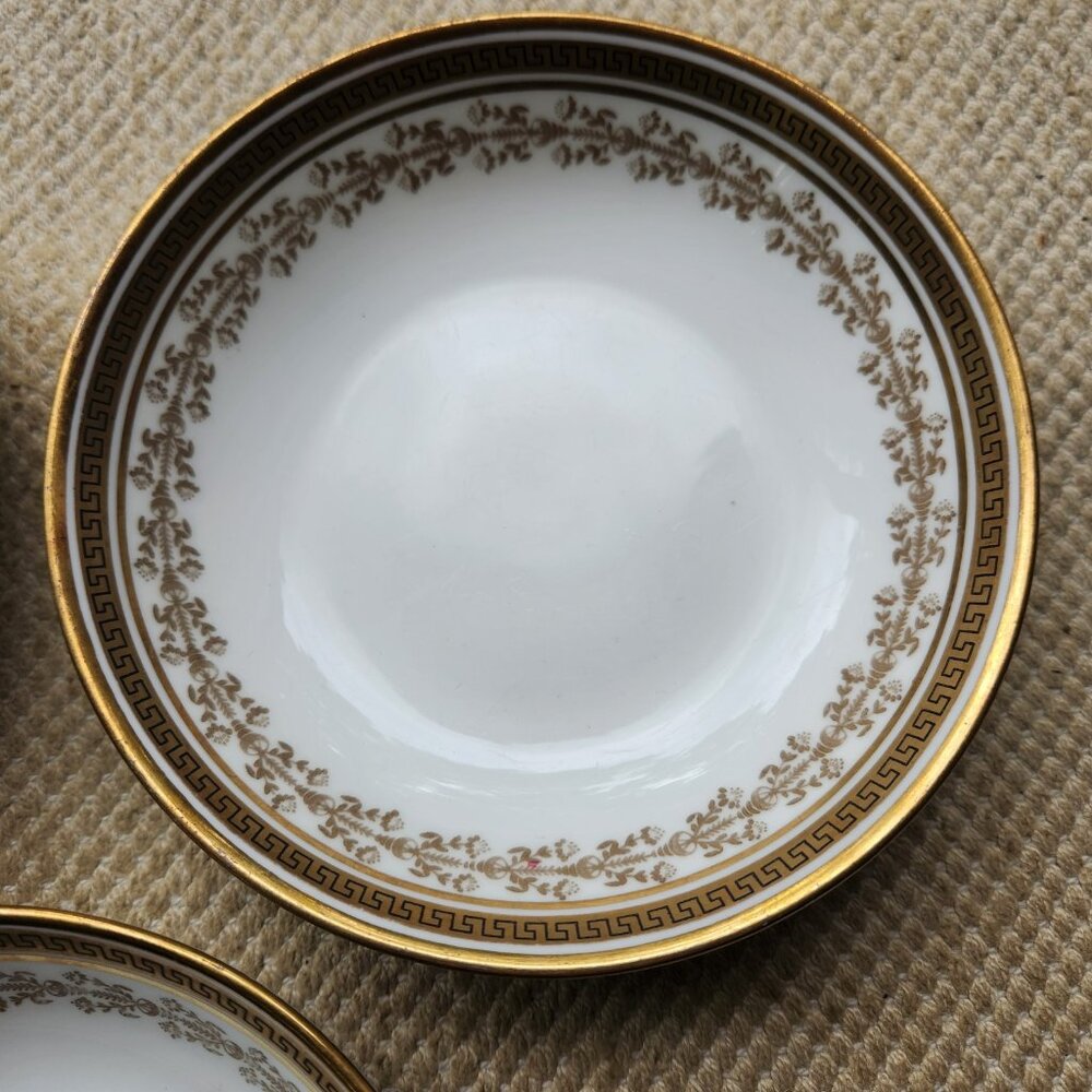Royal Cauldon H8426 Set of 4 Berry Dessert Bowls Gold Greek Key Flowers 8426 - Picture 2 of 6